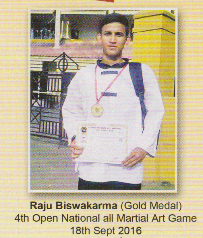 Raju Biswakarma Gold Medal 4th Open National all Martial Art Game 2016-17